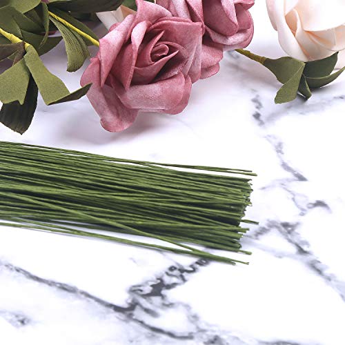 CCINEE 26 Gauge Dark Green Floral Wire Stem for Flower Arrangement Craft Supply,16 Inch,200PCS - color: #26 Dark Green