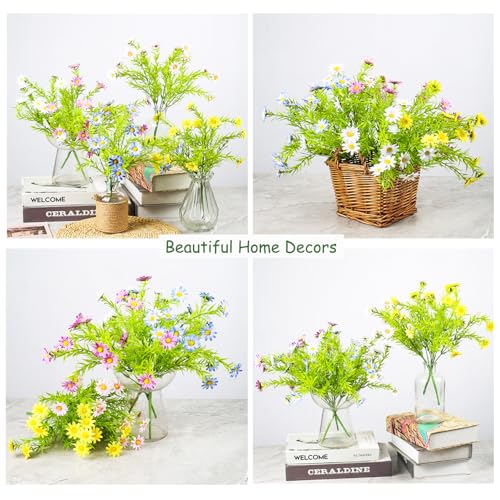 10 Bundles Artificial Daisy Flowers Faux Plants for Outdoors Fake Flowers UV Resistant No Fade for Garden Porch Patio Window Box Decoration (White) - color: White