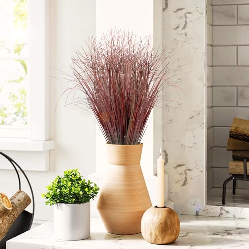 48Pcs Artificial Grass Plants, Faux Shrubs Wheat Grass, Artificial Tall Grasses Fake Plants for Outdoor Decor,Artificial Greenery Stems Weed for Room Indoor Home Decor（Red） - color: Red, size: 48Pcs
