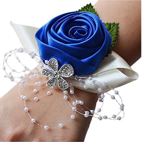 Arlai 1 pcs Wedding Bridesmaid Bride Wrist Corsage Decoration Hand Flower, Dark Blue - color: Navy Blue