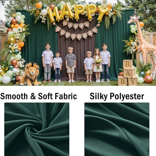 10ftx10ft Hunter Green Backdrop Curtains for Parties, Wrinkle Free 2 Panels Silky Polyester Photo Backdrop Drapes Back Drop Cloth Drapery for Wedding Birthday Photography Background - color: Hunter Green, size: 10ftx10ft