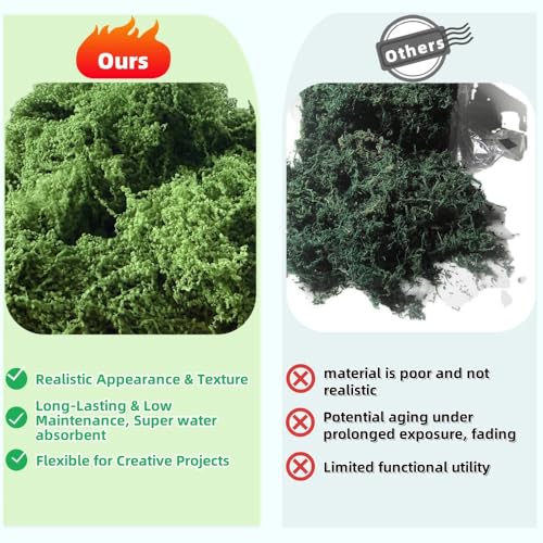 3.53oz Fake Green Moss for Potted Plants, Artificial Faux Moss for Crafts, DIY Decor, Fairy Gardens, Table Centerpieces, Wedding & Home Decor (100g Dark Green)