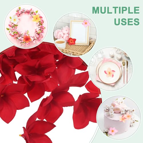 M METERXITY 10-Pack Artificial Plumeria Flowers, Fake Silk Heads Flower Hawaiian Plumeria Petal for DIY Crafts/Dress/Wedding/Party Decoration [Red, 3.9"/ 10cm] - color: Red