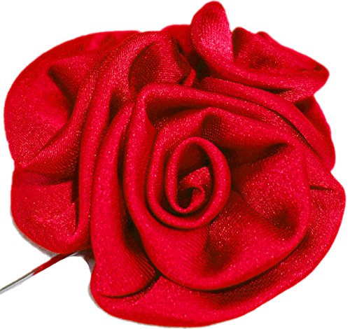 Flairs New York Gentleman's Essentials Premium Handmade Flower Lapel Pin Boutonniere - color: Candy Red [Bouquet]