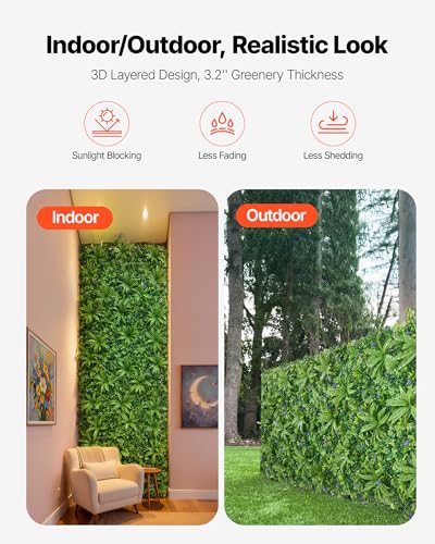 VEVOR Artificial Plant Wall, 40 x 120 in Artificial Boxwood Panels, Sun Protection Greenery Backdrop Privacy Hedge Fence, Fake Grass Screen for Wedding, Indoor, Outdoor Garden, Backyard,Mixed Leaf - color: Mixed Leaf, size: 40 x 120 IN
