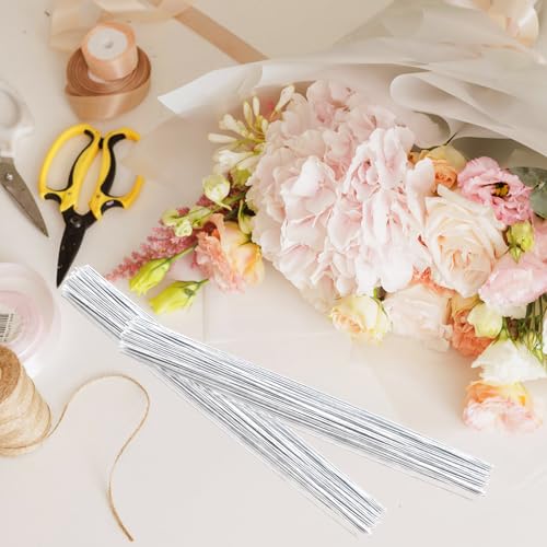 100 Pcs White Paper Wrapped Floral Stems Wire, 14 Inch 18 Gauge, Crafts Supplies for DIY Flower Arrangement - size: 100 Pcs White 18 Gauge