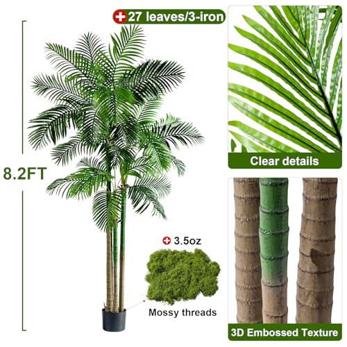 Big Artificial Palm Tree Tall Faux Tropical Trees Indoor Outdoor Realistic Floor Plants Large Fake Plant for Home Living Room Office Decor Porch Outside Patio arboles para Modern Farmhouse decoracion - color: Multi Pole Palm Tree, size: 8ft