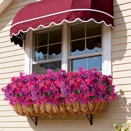 INXUGAO Artificial Flowers Faux Plants for Outdoors Spring Summer Decor, 6 Bundles Fake Bougainvillea Silk Flowers UV Resistant Realistic for Outside Planter Porch Patio Garden Home (Purple Fuchsia) - color: Purple Fuchsia-b