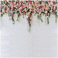 10X10FT White Brick with Flowers Backdrop Occasions Mother's Day Wedding Bridal Shower Birthday Party Banner Background Supplies DH-357 - size: 10X10FT