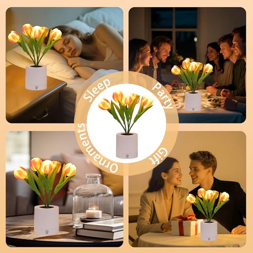 WSYEAR Tulip Lamp Gifts for Mom from Daughter, Christmas Birthday Gifts for Women, Artificial Flower Lamp Night Light for Bedroom Decor Gift for Girlfriend Wife Sister - color: Pink tulip