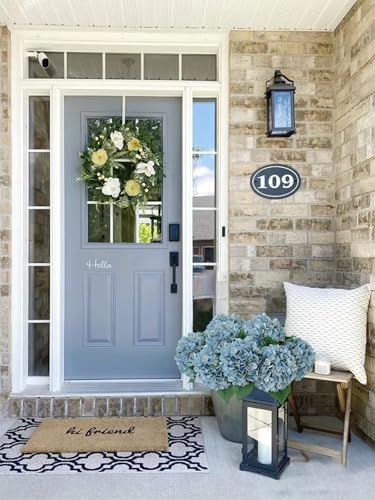 ZYTUYO 5 Pcs Light Blue Silk Hydrangeas Artificial Flower Boho 20'' Faux Hydrangeas for Spring Home Decor Kitchen Living Room Porch Wreath Indoor Outdoor Wedding Flower Arrangement - color: Light Blue