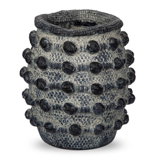 Rustic Farmhouse Vase, Boho Smoky Black Vase for Pampas Grass Small Textured Knotted Vases for Flowers Decorative Cement Floral Vases for Home Decor, Living Room, Dining Table - color: Smoky Black
