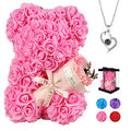 Mothers Day Rose Gifts for Mom—Ladies' Rose Teddy Bear, Artificial Rose Teddy Bear Birthday Bouquet, Mother's Day Rose Gifts, the Perfect Choice for Your Wife, Mom, or Grandma - color: Pink