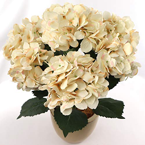 Larksilk Hydrangea Artificial Flowers - Faux Hydrangea Flowers - Home Decor, Easter Decorations, Spring Decor - Floral Centerpieces for Tables - 20" Floral Stems, Beige, 1 Piece - color: Beige, size: 1 Piece