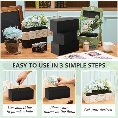 Lallisa 4 Pcs Reusable Floral Foam Blocks Water Weather Resistant Dry Floral Foam for Artificial Flower Arrangements Outdoor Flower Boxes Outside Hanging Planters Wedding Home Decor (6 x 3 x 2.5'') - color: Black, size: 6 x 3 x 2.5''