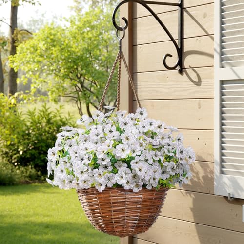 Lifewit Artificial Flowers for Outdoor Indoor, 12 Bundles Plastic Fake Flowers Daisy with Eucalyptus Leaves for Home Garden Decor, Porch, Window Box(White) - color: White