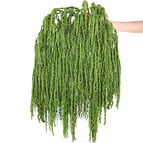 Suncalla Forest Green Spring Natural Dried Amaranthus Hanging Flowers Amaranthus Artificial Flowers for Wedding Arch Bouquet Floral Garland Wall Home Decoration (23 Inch,12 Pcs) - color: Forest Green