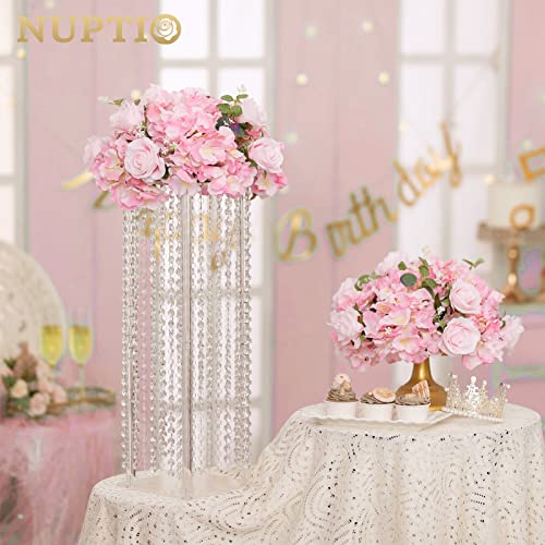 NUPTIO Flower Ball Arrangement Bouquet - 10 Pcs 14.2 inch Diameter Pink Fake Flowers Roses Balls for Centerpieces Tables - Artificial Rose Arrangements for Wedding Centerpiece Table Decorations - color: Pink, size: 14.2" Diam - 10 PCS