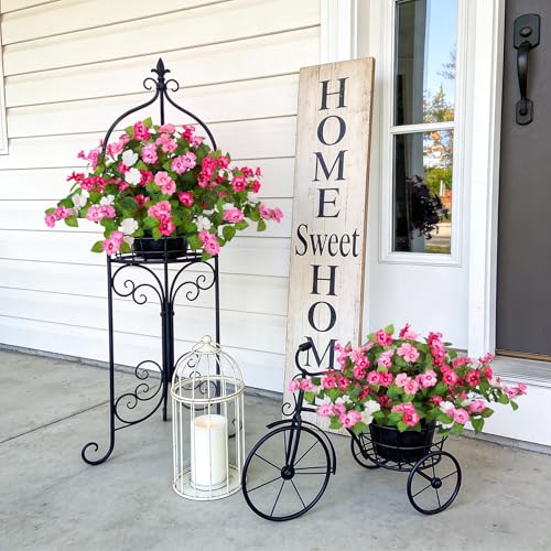 INXUGAO Artificial Fake Flowers for Outdoors Spring Decoration 2 Bundles Faux Flowers Plants for Outdoor Planters UV Resistant Silk Realistic Flowers for Outside Home Garden Front Porch Patio Décor - color: B-pink White