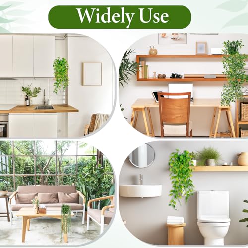 SHENLIU Artificial Hanging Plants for Shelf, 4 Pack Fake Potted Greenery Plant Faux Eucalyptus Vine, Mandala Vine, String of Pearls, Pea pod Leaves in Pot for Office Home Garden Indoor Outdoor Decor