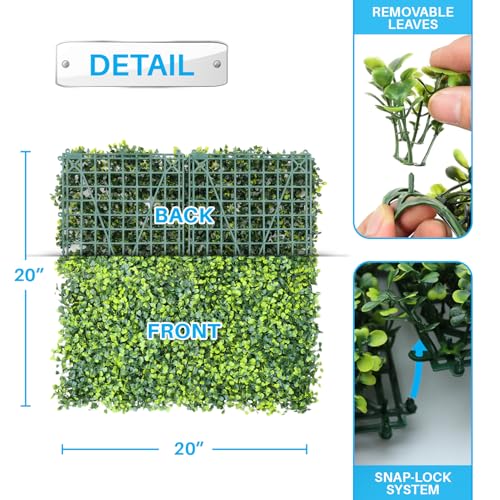 Patio Paradise 20"x20" (6PC) Artificial Grass Wall Panels Greenery Backdrop Faux Boxwood Hedge Fake Ivy Privacy Screen for Outdoor Wedding Décor Photography Background, Boxwood Panel - color: Boxwood Panel, size: 20"x20"