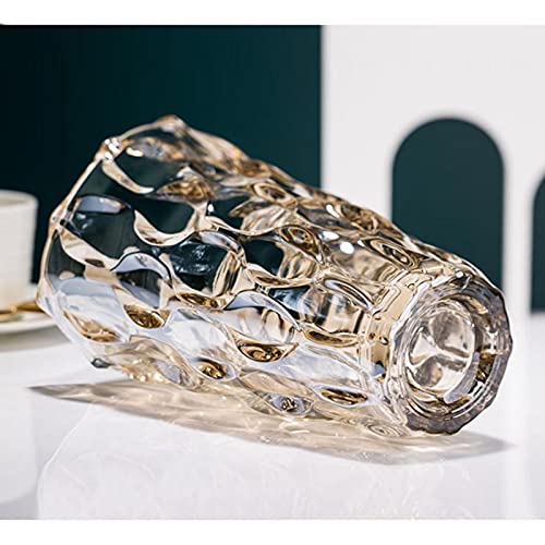 9.5" High Thickened Amber Glass Flower Vase for Home Decor, Dining Wedding Table Office Holiday Party Centerpiece Decoration - color: Amber-waterdrop Style