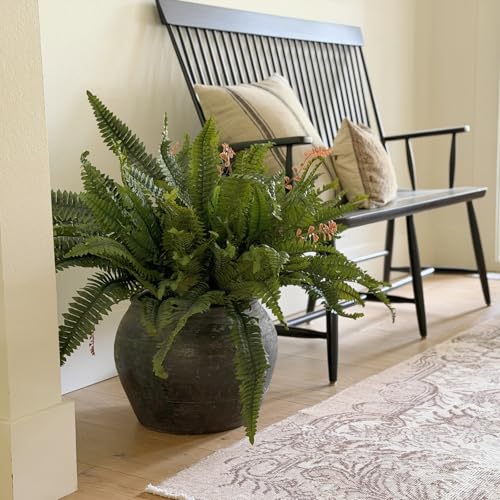 CQURE 48" Large Fake Fern Artificial Ferns for Outdoors,Set of 2 88 Fronds Realistic Artificial Boston Ferns Bush Plant for Indoor Outdoor Garden Porch Decor (Lifelike,UV Resistant,No Maintenance) - size: 48" 88 Leaves-2pc