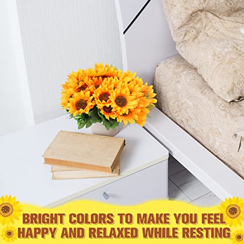 8 Pcs Fake Sunflower Bouquets, 11.8 in Artificial Flower Artificial Sunflower with Stems for Baby Shower Birthday Party Home Kitchen Wedding Decor, Bride Holding Flower, Table Centerpiece