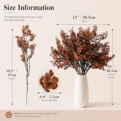 Mandy's 6 Bundles Artificial Brown Baby’s Breath Flowers | 18.5 Inch Silk Gypsophila European Style Modern Home Decor Centerpiece Neutral Wedding Flower Arrangements - color: Brown