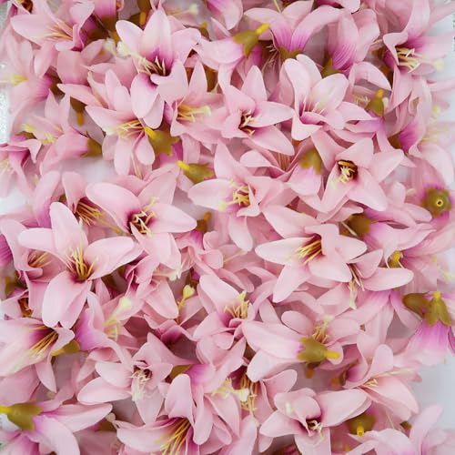 20 Pcs Artificial Lily Flower Head, Light Purple | Fake Flowers Heads, Simulation Small Lily, DIY Handmade, Wedding Photography Party Home Decoration - color: Light Purple