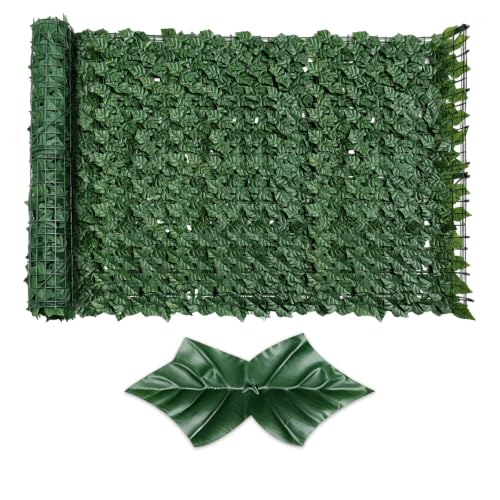 Artificial Ivy Privacy Fence Screen,39.4" X 99" UV-Anti Fake Leaves Plant Vine,Privacy Hedges Wall for Indoor Outdoor Garden Backyard Decor - color: Green Sweet Potato Leaves, size: 39.4"x99"