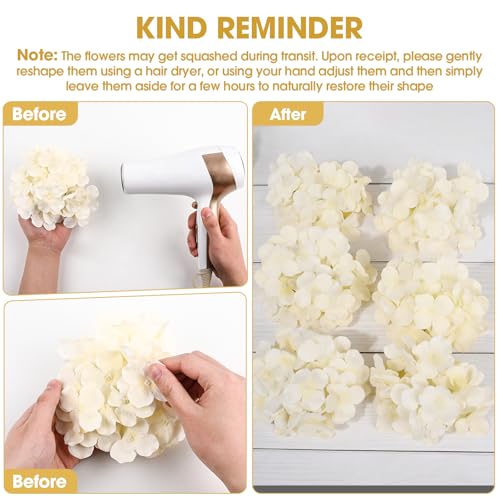 108PCS Hydrangea Artificial Flowers Silk Fake Flowers with Stems for Mother's Day, Home Wedding Decor, Party Table Centerpieces DIY Project and Bouquet Floral Garlands Decoration (Champagne) - color: Champagne