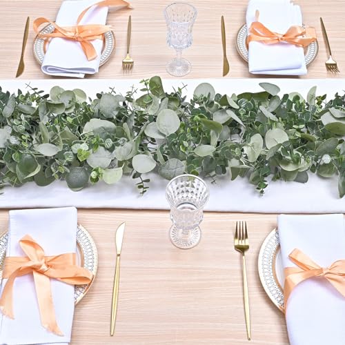 Dolicer 6 Packs 6FT Artificial Eucalyptus Garland, Faux Greenery Garland Hanging Fake Silver Dollar Eucalyptus Leaves Vines for Wedding Backdrop Arch Table Wall Party Home Decor - color: Grey Green, size: 6 Packs