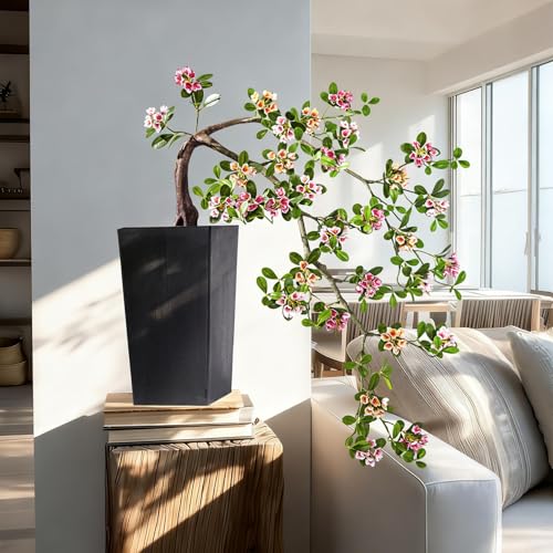Artificial Bonsai Tree Fake Plant in Pot 2.6FT Artificial Flowers Plants Artificial Spring Flowers Tree Bonsai with Lifelike Leaves Realistic Flowers for Living Room Stairwell Patio Decor(Multicolor) - color: Multicolor