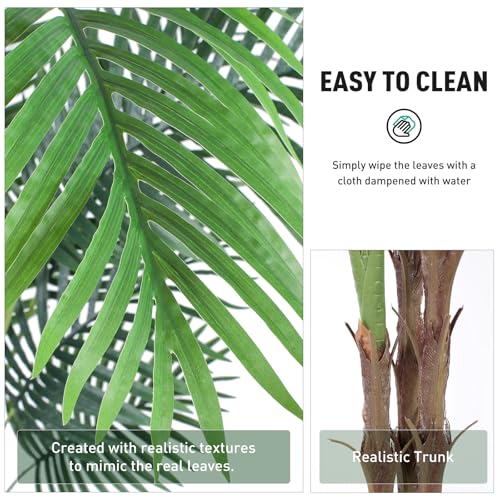 Tall Triple Golden Cane Palm Artificial Tree 7ft, Large Topical Fake Tree with 24 Realistic Leaves Artificial Plants in Pot for Indoor Outdoor Home Office Living Room - style: 7 ft