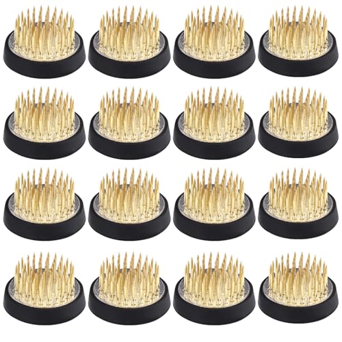 16 Pcs 1.42 Inch Kenzan Flower Pins, Arranging Vase Holders, Brass Needle Stem Holders for Floral Arrangement, Round Flower Fixed Tools, Efficient Design for Various Vessels