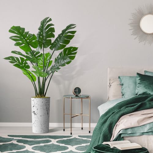 Artificial Tree in Abstract Ink Planter, Fake Monstera Silk Tree for Indoor and Outdoor Home Decoration - 65" Overall Tall (Plant Pot Plus Tree) - style: Monstera Plant