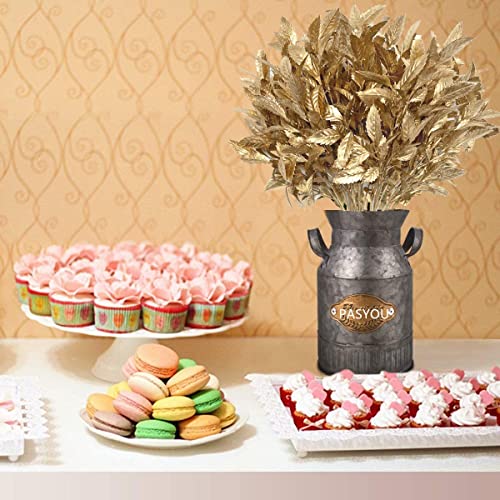 PASYOU Artificial Golden Plants, Fake Foliage Shrubs Decor Plastic Faux Plant for Indoor Outdoor Home Garden Office Party Hall Verandah Wedding DIY Christmas Decoration Gold Leaves Bundles - 3 Pack - color: Gold Leaves - 3 Pack