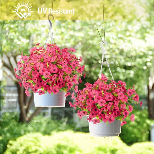 ATTGREAT Artificial Flowers Outdoors Faux Plants UV Resistant Fake Flowers Daisy 12 Bundles Plastic Greenery Plnats Outside for Garden Planter Patio Porch Spring Summer Home Home Decor, Rose Red - color: Rose Red, size: 12PCS