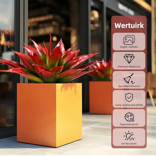 Wertuirk 28 Inch Artificial Agave Plant, Realistic Faux Succulents with Vibrant Color, UV Resistant Fall Fake Plants for Indoor Outdoor, Home, Garden, Patio Decor (Red, Extra Large) - color: Red, size: X-Large