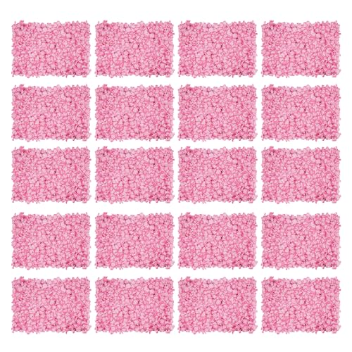 Flower Wall Backdrop,20Pack Pink Flower Wall Decor,Artificial Rose Silk Flowers Panels-Floral Wall Panel Wedding Photo Backdrop, Flower Panel for Wedding - color: 20pcs-pink