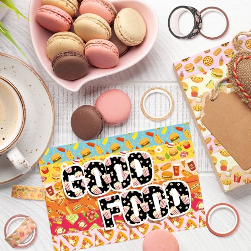 FYSUIMU 12 Rolls Cute Food Washi Tape Cartoon Yummy Fast Food Masking Tape Set Decorative Wrapping Paper Tapes for Scrapbook Journal DIY Art Crafts - style: Cute Food