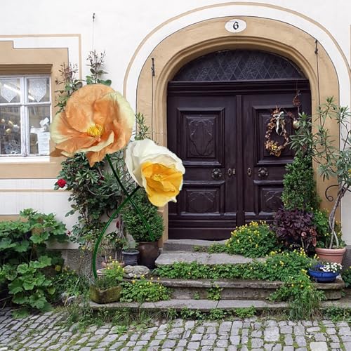 3D Champagne Gold White Orange Artificial Flowers Decor for Party - Fake Flowers Waterproof Set Decoration for Home Room Kitchen Garden, Shopping Mall Supermarket Decoration - color: L-mixed Color-a