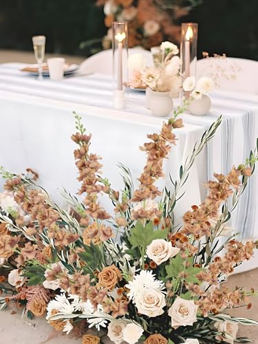 8PCS Delphinium Artificial Flowers 33.5'' Larkspur Silk Flowers Faux Long Stem Flowers for Wedding Table Centerpieces Home Garden Decor(Brown) - color: Brown