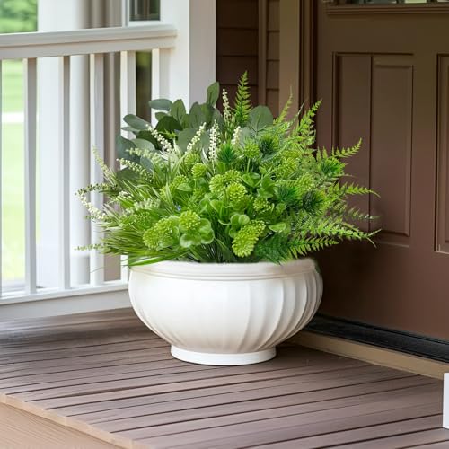 12 Bundles 4 Styles Artificial Plants Outdoor Summer Decor, UV Resistant No Fade Artificial Flowers Faux Plants Fern Lavender Eucalyptus Plastic Greenery Shrubs for Outside Porch Garden Home Cemetery - size: 12 Pack