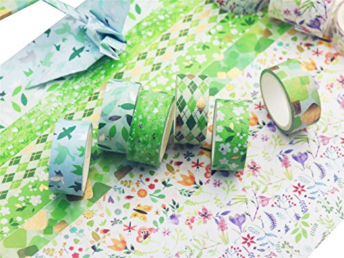 YUBBAEX Poetic Gold Washi Tape Set VSCO Floral Silver Foil Masking Tape Decorative for Arts, DIY Crafts, Journal Supplies, Planners, Scrapbook, Card/Gift Wrapping -15mm- (Willow 12 Rolls) - color: Willow 12 Rolls