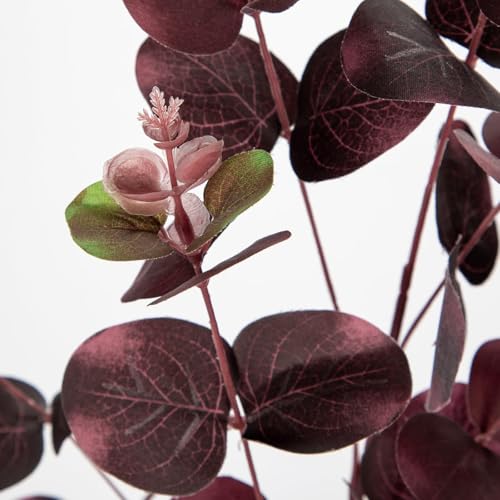 GnFlus 5 Pcs Artificial Eucalyptus Stems 30" Fake Silk Plants for Floral Arrangements, Fake Plant Farmhouse Decor, Home Wedding Decorations (Wine Red) - color: Burgundy