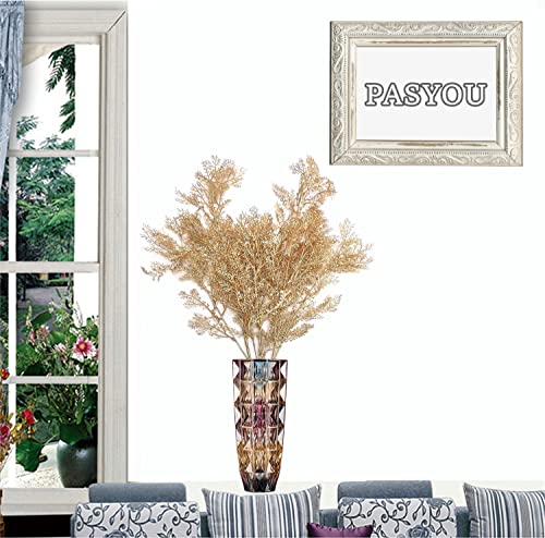 Christmas Decor Artificial Plants, PASYOU Gold Fake Antlers Plastic Grass Shrubs Leaves Indoor Outdoor Home Garden Party Hotel Verandah Wedding Event Faux DIY Decoration - 30 Inch Golden 2 Bunches - color: (Tall) Gold Antlers Grass - 2 Pack