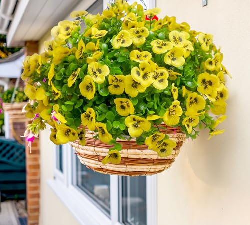 Artificial Flowers for Outdoors Fake Plants, 12pcs Fake Flowers Artificial Plants Outdoor UV Resistant,Silk Faux Flowers Shrubs Greenery Plants for Porch Garden Patio Window Box Decor - color: Yellow, size: 12