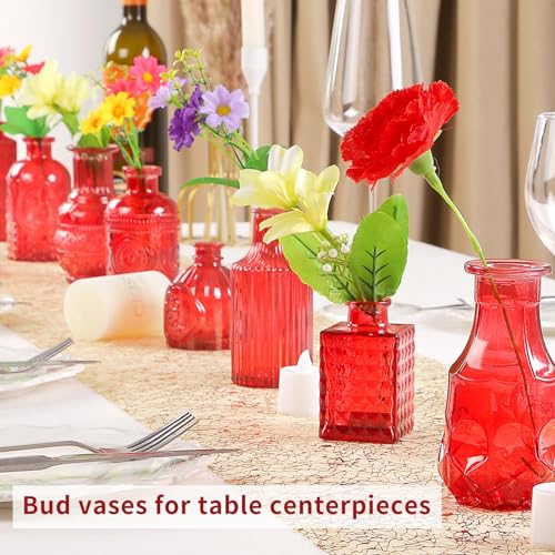 Glass Bud Vases Set of 30 pcs for Wedding,Home Decor,and Events,Mini Vases for Centerpieces and Gifts,Ideals for Candle Holders,Diffuse Bottles,Plant hydroponics Stations(Wine Red) - color: Wine Red, size: 30 pcs